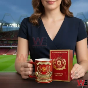 The image presents a football themed mug and collector box positioned in front of a stadium scene symbolizing club legacy!