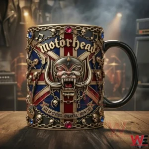 Motorhead mug on a table with concert background!