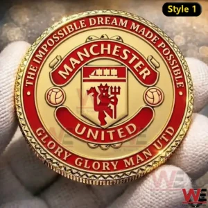 MU Manchester United Theatre of Deams Old Trafford Coin 6 A Manchester United themed coin is shown in extreme detail to highlight texture and finish!