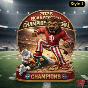 An Indiana Hoosiers mascot figure is shown in a bold victory pose on a football field!