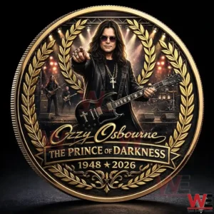 Commemorative rock music coin with a stage performance scene gold border and concert atmosphere design!