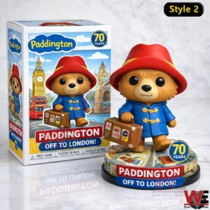 Paddington Bear figure with suitcase and London themed box!