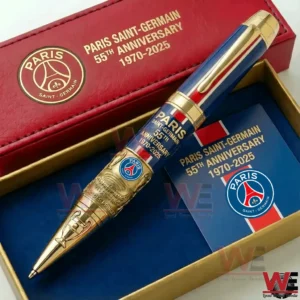 Paris Saint Germain anniversary pen in blue and gold placed inside a red and blue presentation box!