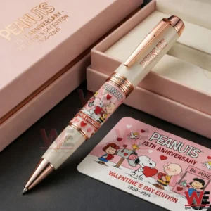 A Peanuts Themed Valentines Day Pen Shown In A Gift Box With Cute Character Art Heart Patterns And Anniversary Text!