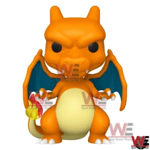 Orange fire dragon vinyl figure with wings claws and flame tail on a clean background!