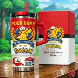 Pokemon anniversary tumbler with custom name and gift box!