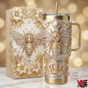 Luxury queen bee tumbler with gold details and decorative gift box!