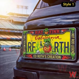 Rat Fink Go Fast Die Weird Car License Plate Frame
