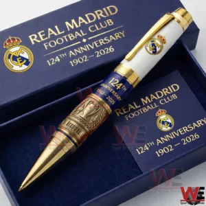 Elegant gold and white collectible pen presented in a luxury football themed gift box!