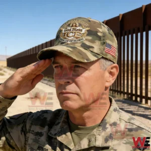 This image presents a patriotic camouflage cap emphasizing duty honor and strong visual symbolism in a realistic field environment!