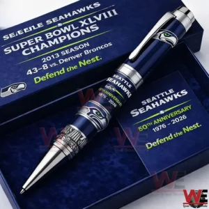 Seattle Seahawks commemorative pen placed in a luxury presentation box with bold team design!