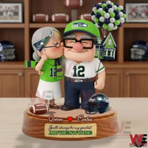 This image presents a customized Seattle Seahawks couple figure highlighting team pride affectionate design and careful craftsmanship!