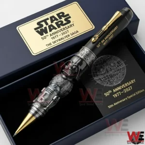 Star Wars commemorative pen displayed in a luxury gift box with cinematic space themed artwork!