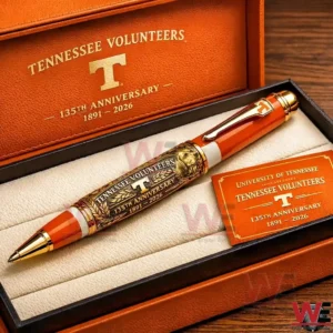 Tennessee Volunteers 135th Anniversary 1981-2026 Pen 7 Ornate orange and gold Tennessee Volunteers commemorative pen resting in a luxury box with 135th anniversary branding and a matching card!