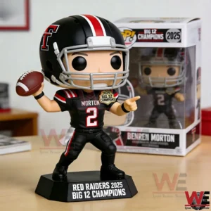A football champion figurine displayed on a tabletop with its matching box in the background!