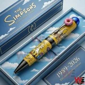 The Simpsons anniversary pen set inside a blue cloud themed box with 35th anniversary edition text and collectible styling.