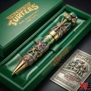 Teenage Mutant Ninja Turtles commemorative pen displayed in a green presentation box!