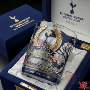 Commemorative Tottenham Hotspur glass displayed in a luxury presentation box!