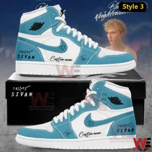 Blue and white high top shoes with signature details and custom name!