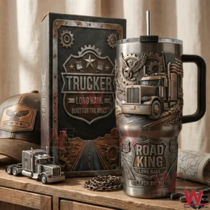 Truck themed stainless steel tumbler with matching gift box!