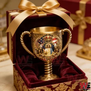 Gold religious chalice presented inside a luxury gift box!