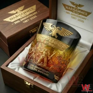 Warhammer forty thousand anniversary glass inside a wooden presentation box!