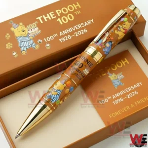Winnie the Pooh themed commemorative pen placed inside a warm colored gift box!