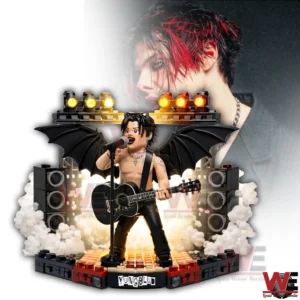 Yungblud building block figure with bat wings guitar microphone speakers stage lights and intense concert mood!
