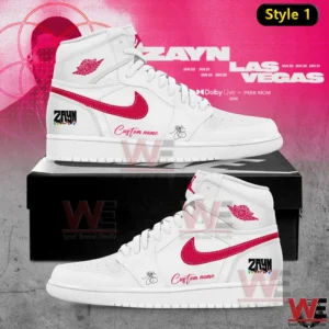 White and pink custom high top sneaker inspired by Zayn Malik with personalized name!