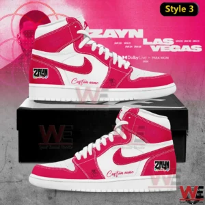 Pink and white custom high top sneaker inspired by Zayn Malik with signature details!