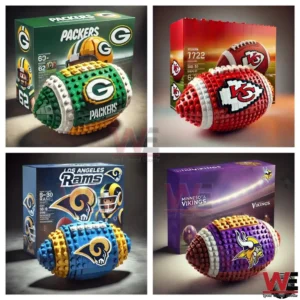 Cowboys and Lions football shaped building toys with team branding!