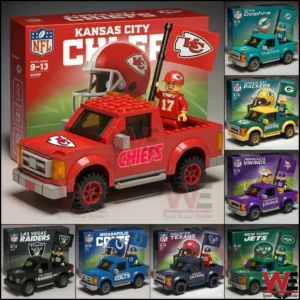 Kansas City Chiefs pickup truck building toy with player figure!