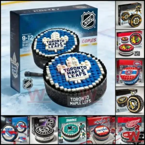 Block built hockey puck with Toronto Maple Leafs logo!
