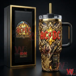 AC DC rock themed tumbler with guitar design and luxury box!