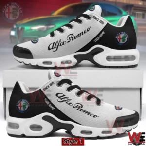 Alfa Romeo themed sneaker in black and grey design