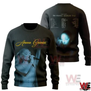 Ariana Grande The Eternal Sunshine Tour 3D Shirt 7 Black sweater with singer performance image on front and tour style design on back!