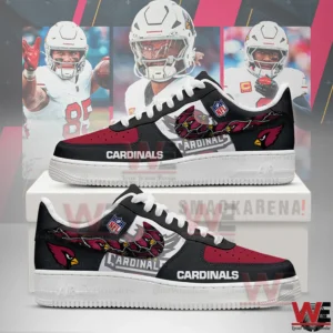 Custom Arizona Cardinals themed sneakers in red black and white with team logos!