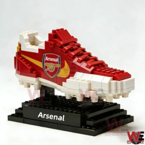 Arsenal football boot building block model on a black display stand!