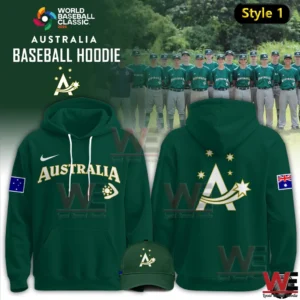 Green Australia Baseball Hoodie World Baseball Classic Twenty Twenty Six with front and back logo design!