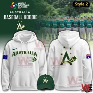 Australia Baseball 2026 World Baseball Limited Editon Hoodie 5 White Australia Baseball Hoodie World Baseball Classic Twenty Twenty Six with green and gold details!