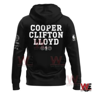 Back view of black hoodie with Cooper Clifton Lloyd text!