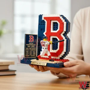 Brick model of Boston Red Sox anniversary display with large letter B and player figure!
