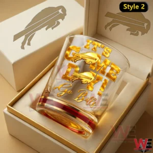 Buffalo Bills NFL Game Day Whiskey Glass 4 Buffalo football game day whiskey glass with gold lettering!