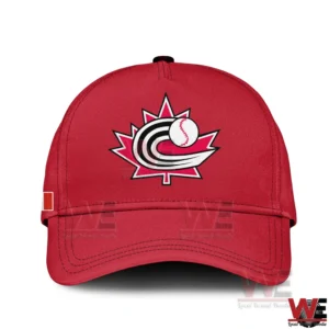 Red Canada baseball cap with maple leaf baseball logo on the front!.