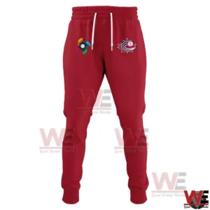 Red Canada Baseball jogger pants for World Baseball Classic 2026 with event and team logos.