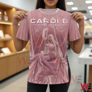 Pink Cardi B Little Miss Drama Tour shirt with large portrait graphic!