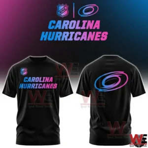 Black Carolina Hurricanes shirt with neon swirl logo!