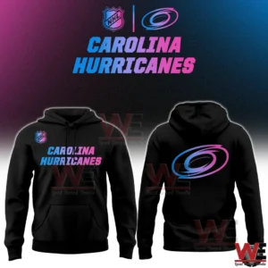 Black Carolina Hurricanes hoodie with neon swirl logo on back!
