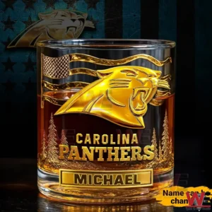 Carolina Panthers Custom Gold Whiskey Glass 3 Personalized Carolina Panthers gold whiskey glass with name Michael!
