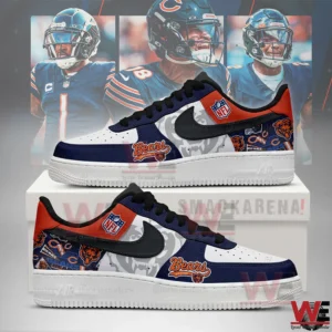 Chicago Bears themed navy orange and white sneakers with team logos and NFL badge!